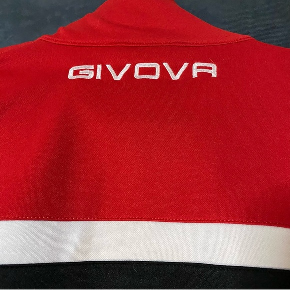 Givova Giovanni Acanfora Jacket M Black W/ Red & White Racing Stripes Full Zip - Picture 8 of 10